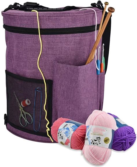 Aoweika Yarn Organizer Bag Knitting Tote Organizer, Portable Crochet ...