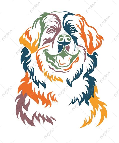 Bernese Mountain Dog Silhouette PNG Images, Bernese Mountain Dog Color Contour Portrait ...