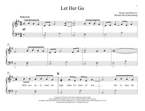 Let Her Go Piano Sheet Music Free Printable | Free Printable