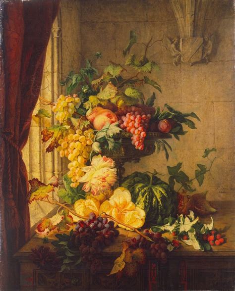 Simon Saint-Jean (1808 - 1860) Flowers and Grapes France 1844 Painting ...