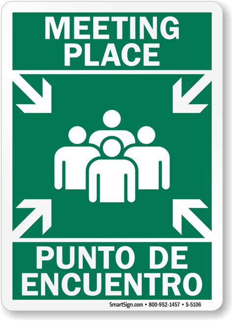 Bilingual Meeting Place / Punto De Encuentro Sign, SKU: S-5106