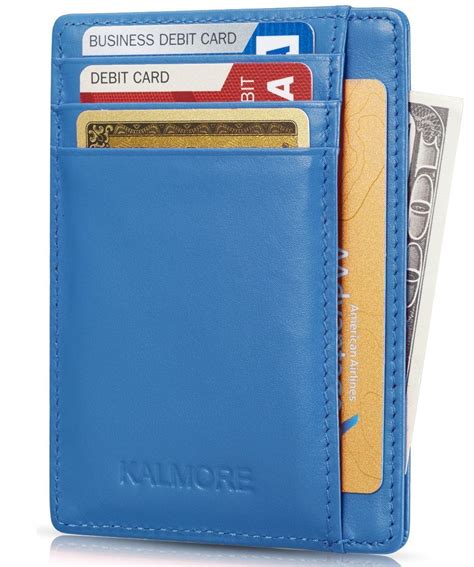 Credit Card Holder with ID Window,RFID Protected card wallet,Genuine Leather Slim Wallets for ...