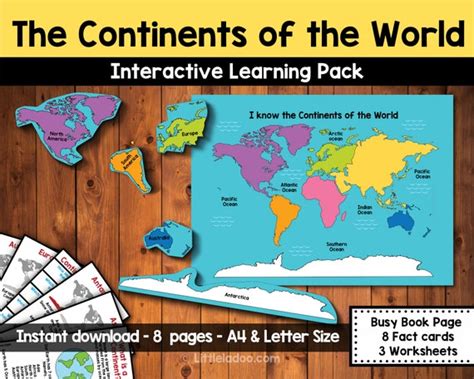 Continents Printable PDF World Map Printable Montessori - Etsy India