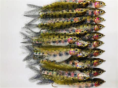 20 Baby Rainbow Trout Flies Articulated Fly Fishing or Spin Rod Lures ...