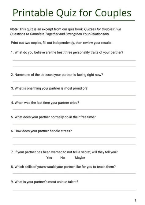 Communication Worksheet For Couples