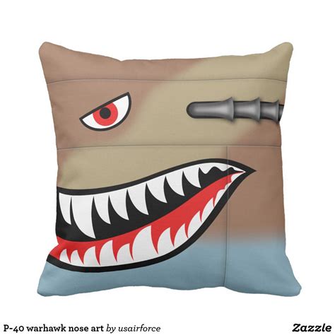 P-40 warhawk nose art throw pillow | Zazzle.com in 2021 | Nose art, Shark painting, Shark teeth