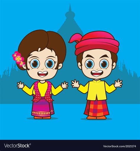 Cartoon asean myanmar Royalty Free Vector Image