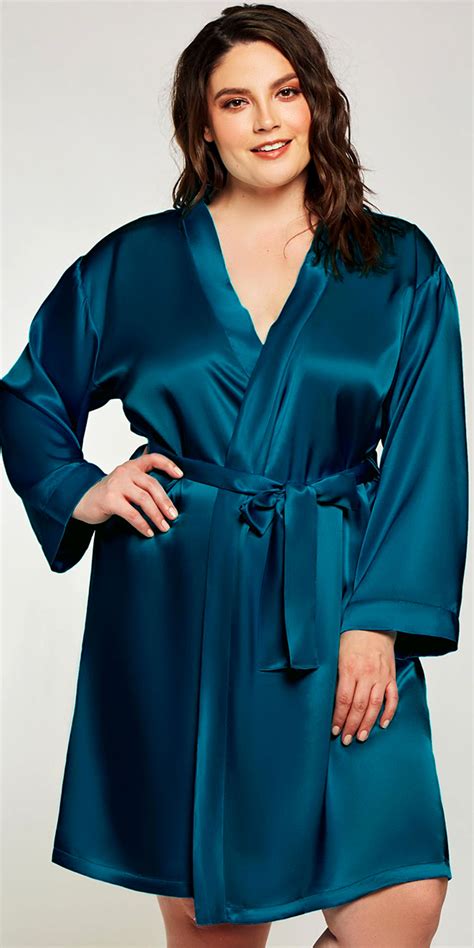 Plus Size Satin Robe with Long Sleeves | Sexy Women's Loungewear