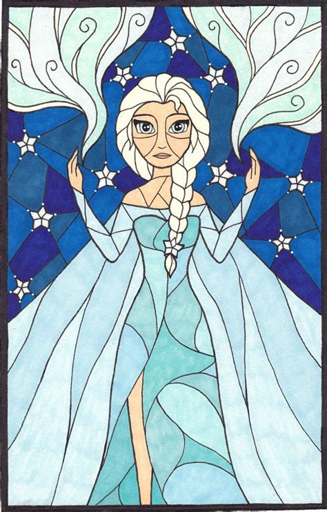 Elsa Stained Glass | Disney stained glass, Disney art, Disney fan art