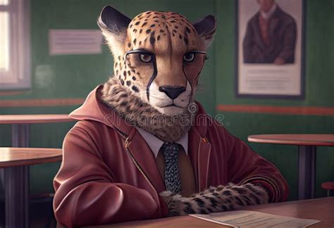 Portrait of an Anthropomorphic Cheetah Dressed As a Schoolboy in a ...