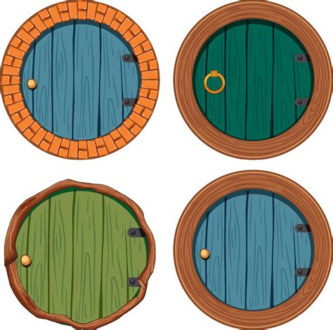 Hobbit house doors set 10518041 Vector Art at Vecteezy