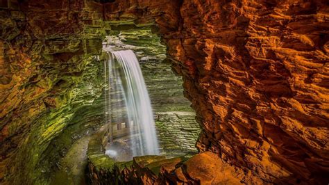 Waterfall inside the cave wallpapers and images - wallpapers, pictures, photos