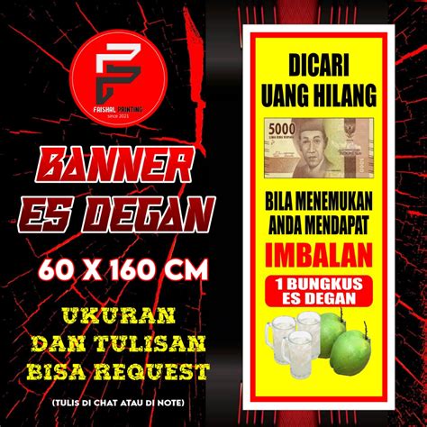 Jual Banner Es kelapa / Spanduk Es Degan / Banner Kustom Ukuran 60 x 160 cm | Shopee Indonesia