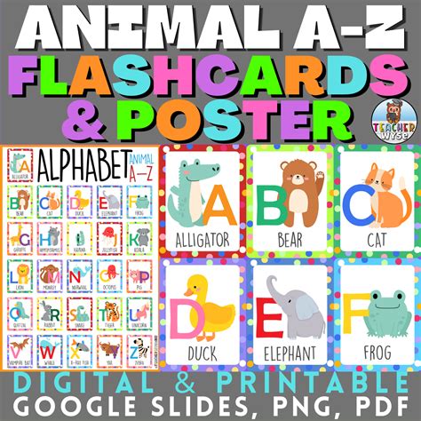 A-Z Alphabet Animal Flashcards & Poster | Cute & Colorful | Digital & Printable | Made By Teachers