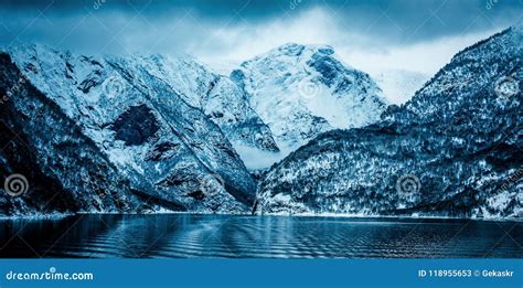 Norwegian Fjords in winter stock image. Image of north - 118955653