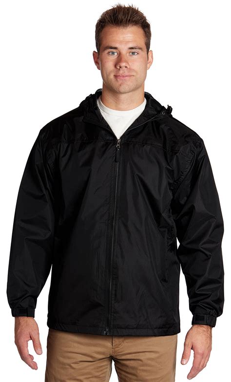 Wholesale Unisex Polyester Hooded Lined Windbreaker Jackets - Black, 2X-Large | Homer's Coat