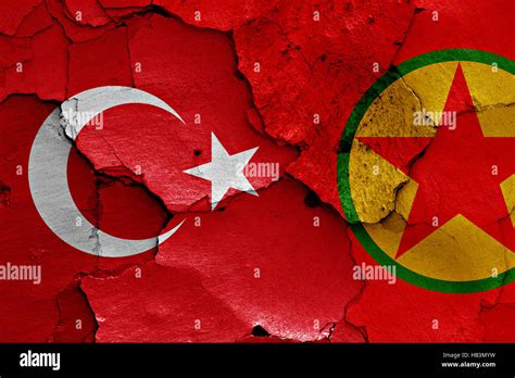 flags of Turkey and PKK painted on cracked wall Stock Photo - Alamy