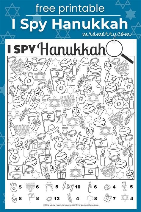 I Spy Hanukkah Free Printable - Holiday Games for Kids | Mrs. Merry ...