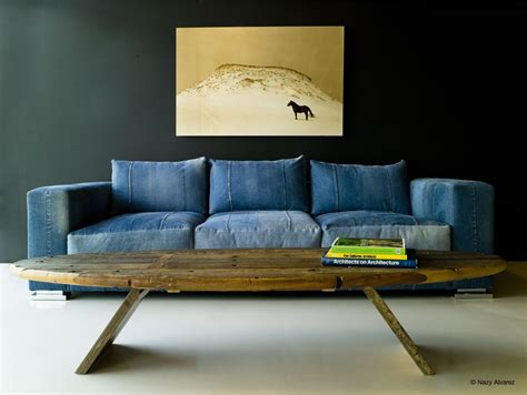 Cindy Crawford Blue Denim Sofa | Baci Living Room