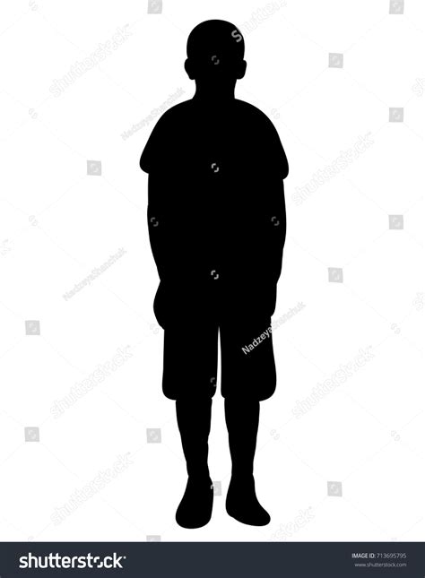 Vector Silhouette Boy Standing Isolated Stock Vector (Royalty Free ...