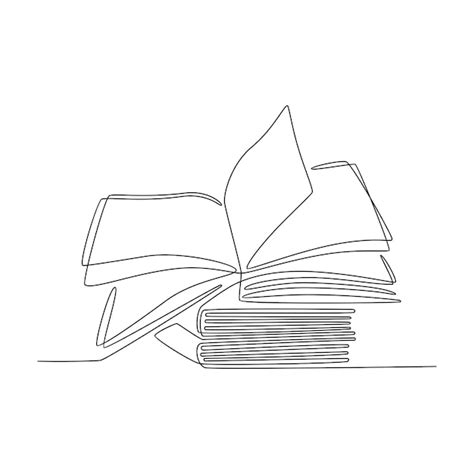 Premium Vector | Continuous line drawing stack of books vector illustration