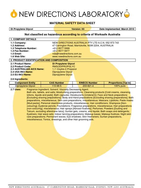 Di Propylene Glycol Msds v3 | Personal Protective Equipment | Firefighting