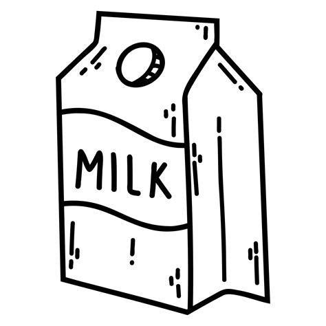 Hand drawn doodle carton of milk. Outline vector illustration of dairy ...