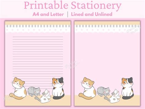 Cat Stationery Printable Kawaii Stationery Printable - Etsy Australia