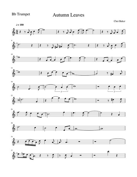 Autumn Leaves Sheet music for Trumpet in b-flat (Solo) | Musescore.com