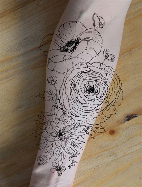 Erin Ellis | type and illustration—Floral tattoo for Sina