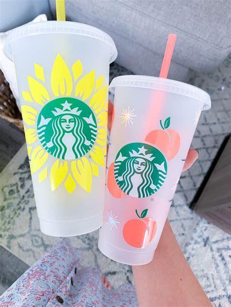 Yellow Sunflower Wrap Starbucks logo cup Sunflower Cold Cup / | Etsy