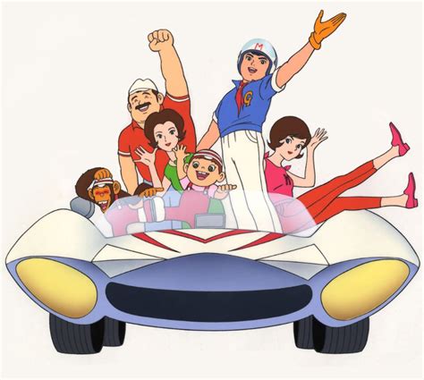 The main cast of the classic anime series SPEED RACER. © 1966 Tatsunoko ...