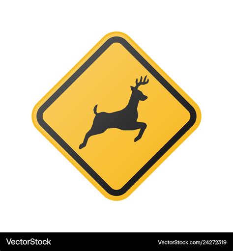 Wildlife crossing warning road sign Royalty Free Vector