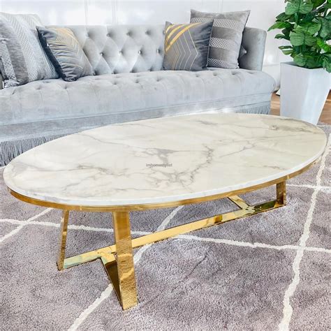 ALARICE GOLD OVAL COFFEE TABLE in 2020 | Coffee table, Oval coffee tables, Marble coffee table
