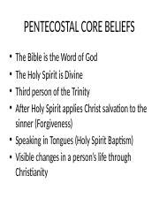 Core Beliefs of Pentecostal and Non Traditional Christians ...