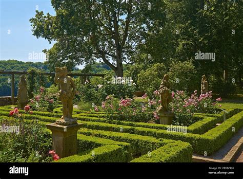 Rose garden with four elements and seasons in the castle garden in ...