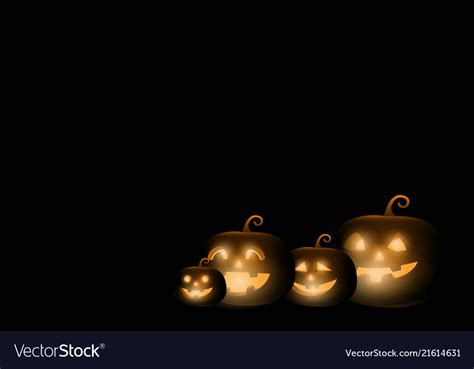 Dark cute halloween pumpkins on black background Vector Image