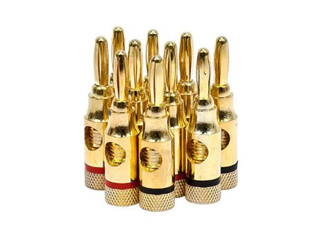 Monoprice High Quality Gold Plated Speaker Banana Plugs – 5 Pairs – Open Screw Type, For Speaker ...