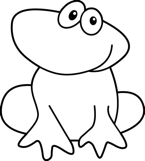 Cute Frog Coloring Page - Free Clip Art