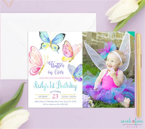 Butterfly Invitation Butterfly Birthday Party Birthday Invitation Butterfly Invite First 1st ...