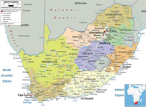 Detailed Political Map of South Africa - Ezilon Maps