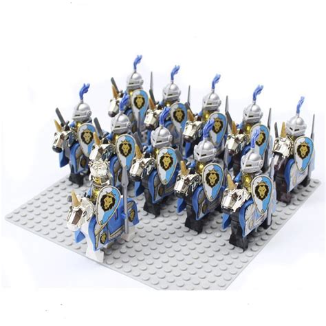 Medieval Blue Lion Knights King Compatible Lego Minifigures