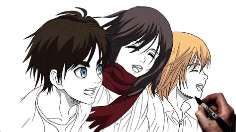 Eren Mikasa Armin Drawing