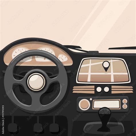 Vehicle interior. Inside car. Vector cartoon illustration Stock Vector | Adobe Stock