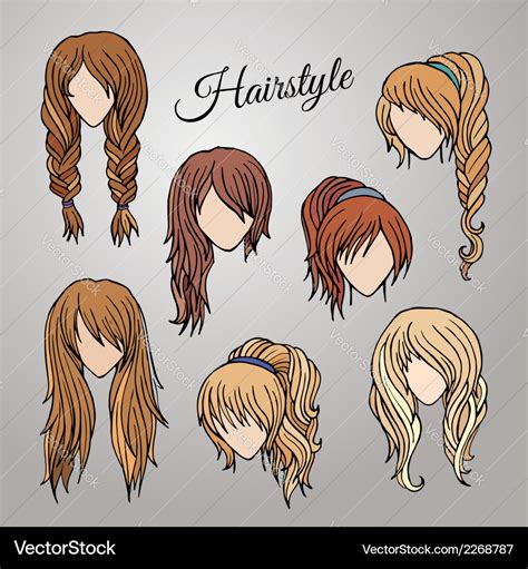 Different cartoon hairstyles Royalty Free Vector Image