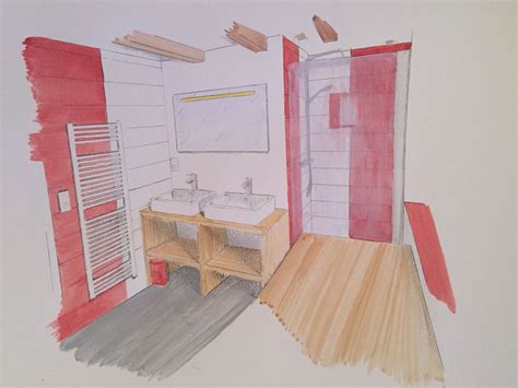 Salle de bain rouge et blanche pour une maison de campagne C2villaucourt.com | Salle de bain ...