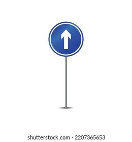 Compulsory Ahead Road Sign On Pole Stock Vector (Royalty Free ...