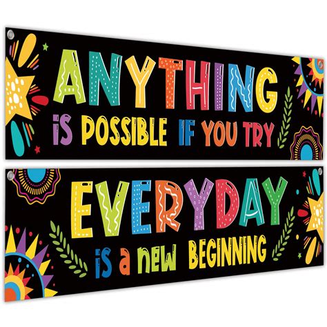 Buy Whaline 2 Pack Motivational Classroom Banner Inspirational Positive ...