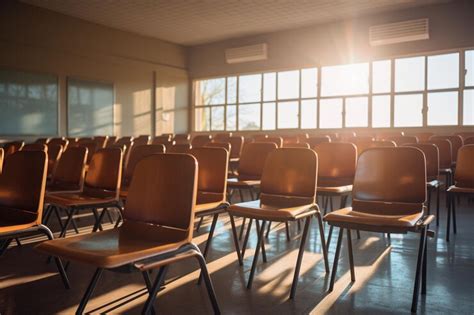 Premium AI Image | Empty school or college classroom with chairs