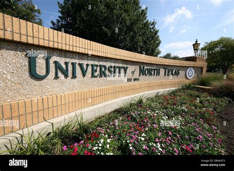 Denton, Texas October 12, 2008: Main entrance to the University of North Texas campus in Denton ...